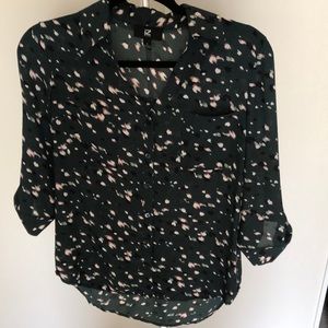 Collared green and black blouse